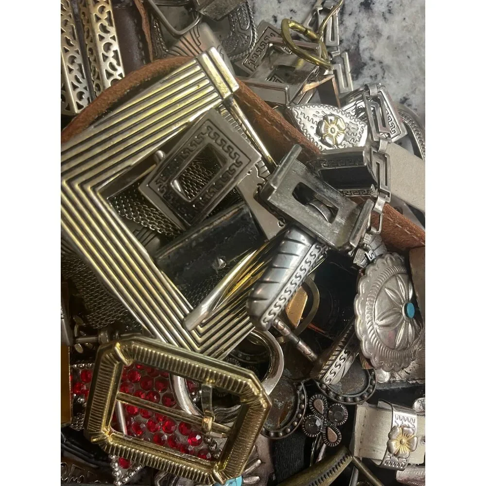 Large Lot Belt Buckles and Parts, Over 3.5lb Perfect for Crafting Repair & More